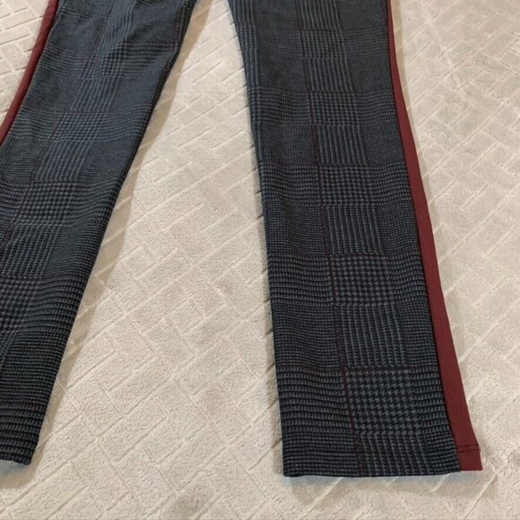 Forever 21 Contemporary Women Medium Pants Dark Gray Plaid Tuxedo Stripe Pull On - Picture 11 of 12